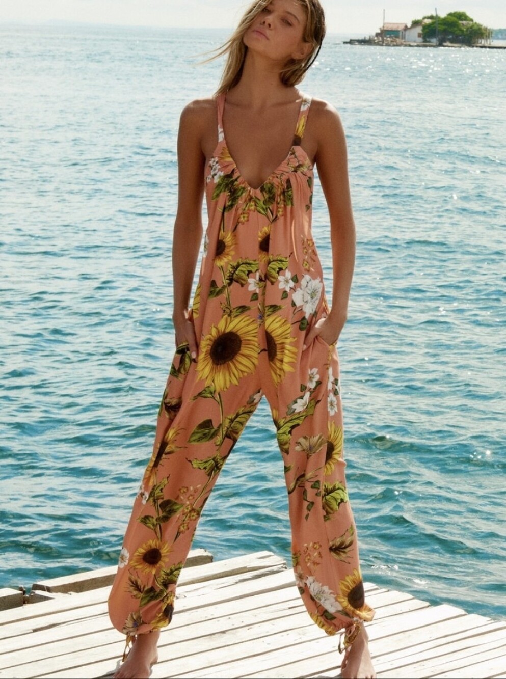 Agua Bentida Sunshower African Print Jumpsuit.